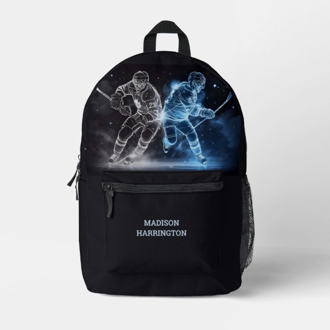 Sac À Dos Imprimé Nom personnalisé Hockey sur glace (Recto)