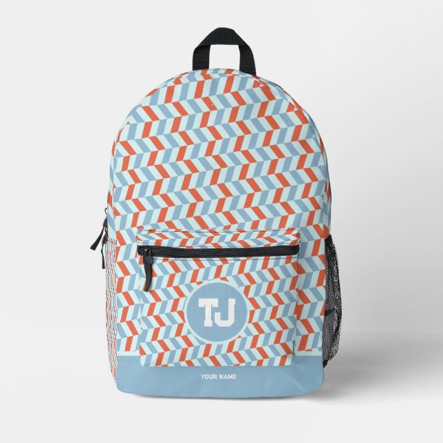 Sac À Dos Imprimé Nom personnalisé mignon Monogramme de l'école seco (Recto)
