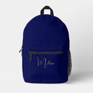 Sac À Dos Imprimé Nom personnalisé minimaliste bleu