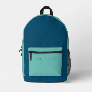 Sac À Dos Imprimé Nom personnalisé moderne sarcelle et bleu
