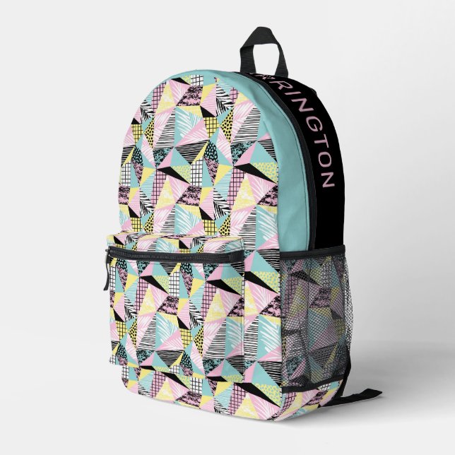 Sac À Dos Imprimé Nom personnalisé Motif tropical Abstrait (Coin arrière droit)