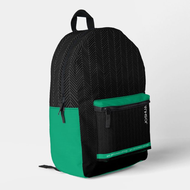 Sac À Dos Imprimé Nom personnalisé Noir moderne (Coin arrière gauche)