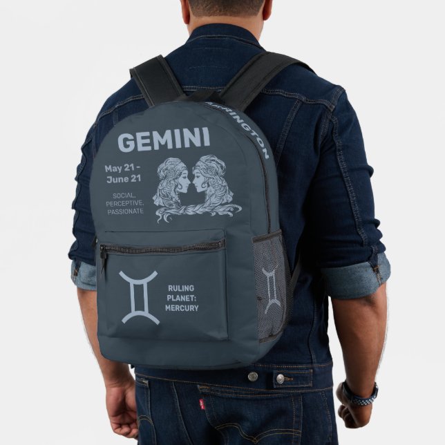 Sac À Dos Imprimé Nom personnalisé / Texte Zodiac Signal Gemini (Insitu (Modèle))