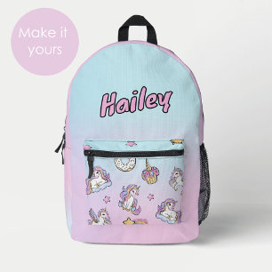Sac À Dos Imprimé Nom personnalisé Unicorn Retour à l'école