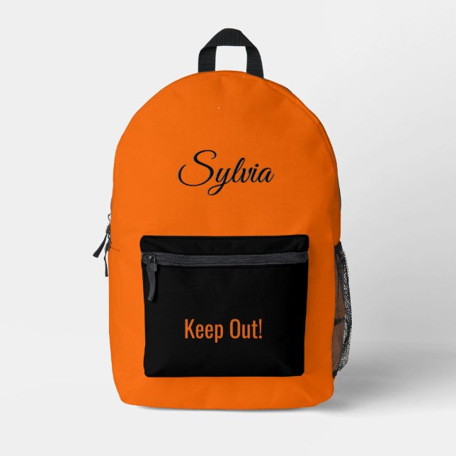 Sac À Dos Imprimé Nom personnel Solid Orange (Recto)