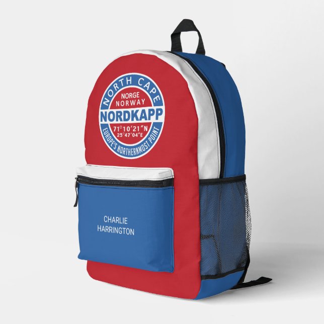 Sac À Dos Imprimé NORDKAPP Norvège nom personnalisé (Coin arrière droit)