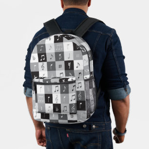 Sac À Dos Imprimé Notes de musique en niveaux de gris motif