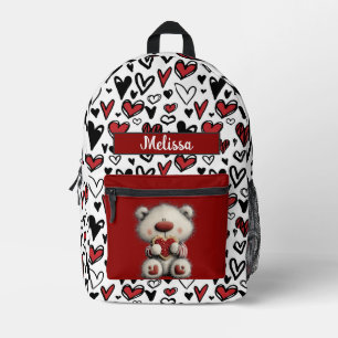 Sac À Dos Imprimé Nounours en forme de coeur personnalisable avec un