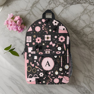 Sac À Dos Imprimé nouvelle chic fille chic jolie monogramme noir éco