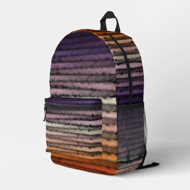 Sac À Dos Imprimé Nuances D'Aquarelle Salée Orange Et Violet (Coin arrière droit)
