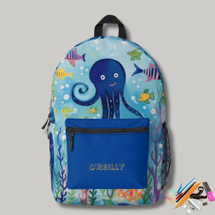 Sac À Dos Imprimé Océan Thème Octopus Imprimer Monogramme moderne