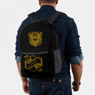 Sac À Dos Imprimé Oeuvre De Buffle De Bison D'Or Avec Un Design Comp