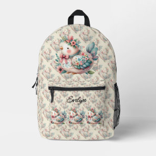 Sac À Dos Imprimé Oiseau folklorique floral au charme Pastel Boho