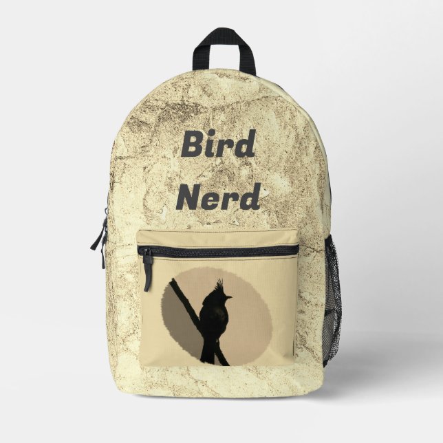Sac À Dos Imprimé Oiseau Nerd Silhouette Tan Animal Birdwatcher (Recto)