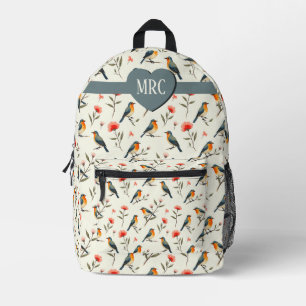 Sac À Dos Imprimé Oiseaux et Fleurs