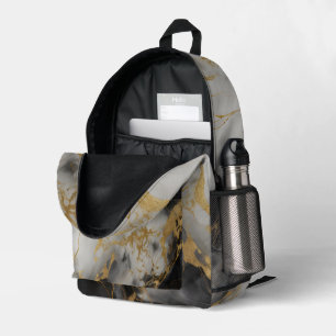 Sac À Dos Imprimé Or, noir et Marbre blanc