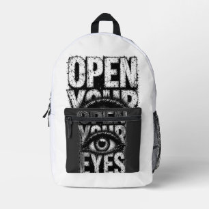 Sac À Dos Imprimé Ouvrez Vos Yeux Art Streetwear Gothique Grunge