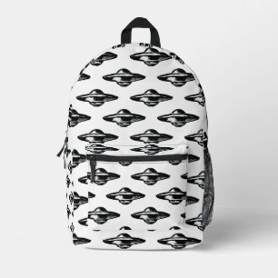 Sac À Dos Imprimé OVNI, dessin minimal noir et blanc, dos personnali