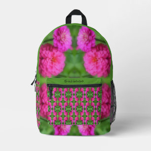 Sac À Dos Imprimé Paire de fleurs rose Zinnia Abstraite personnalisé