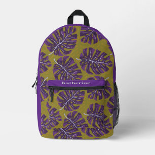 Sac À Dos Imprimé Palmier Tropical Violet Vert