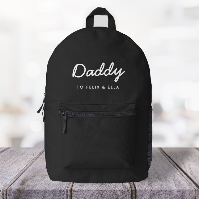 Sac À Dos Imprimé Papa | Noms des enfants modernes noirs (Créateur téléchargé)