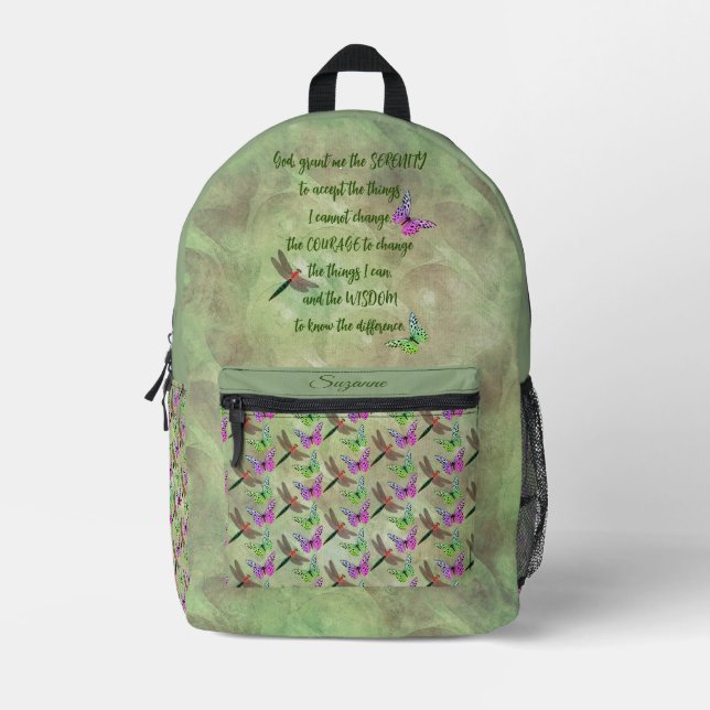 Sac À Dos Imprimé Papillon de prière de sérénité Inspiration (Recto)