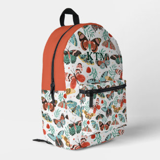 Sac À Dos Imprimé Papillon et Moth en Terracotta Vintage Personnalis