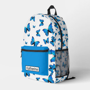 Sac À Dos Imprimé Papillons bleus avec nom