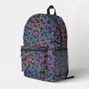 Sac À Dos Imprimé Papillons mignons Élégant Gris Pastel Monogram Gir