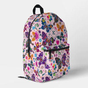 Sac À Dos Imprimé Papillons rétro colorés motif sur rose