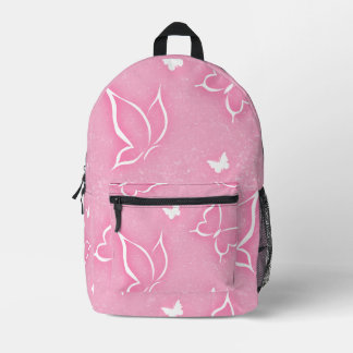 Sac À Dos Imprimé Papillons roses et blancs sur fond rose scintillan