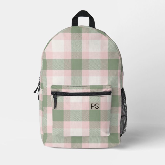 Sac À Dos Imprimé Paraphe Monogramme Plaid Pink Fille (Recto)