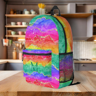 Sac À Dos Imprimé Parties scintillant arc-en-ciel colorée personnali