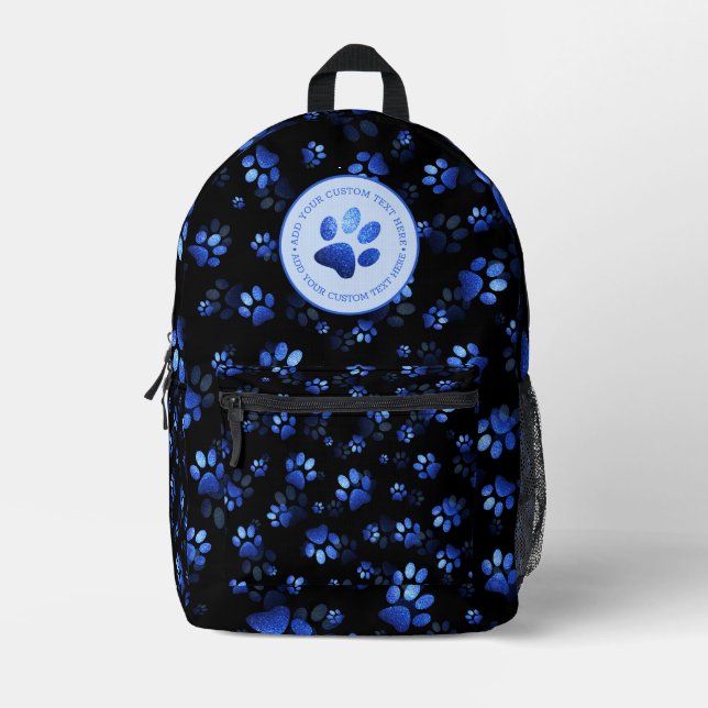 Sac À Dos Imprimé Parties scintillant bleue Animaux Empreinte de pat (Recto)