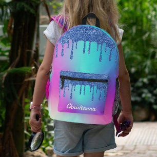Sac À Dos Imprimé Parties scintillant Bleue Fluorescent Neon Rose & 