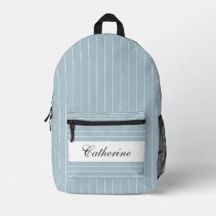 Sac À Dos Imprimé Pastel Bleu et Blanc Mince Nom trié