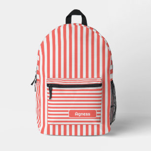 Sac À Dos Imprimé Pastel Rouge et blanc Vintage Nom trié