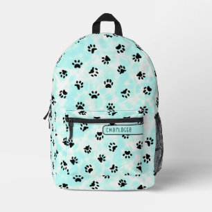 Sac À Dos Imprimé Pastel Turquoise Bleu Blanc Shibori Paw Motif Cute