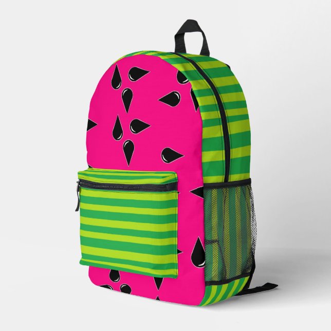 Sac à dos imprimé pastèque en rose et vert (Coin arrière droit)