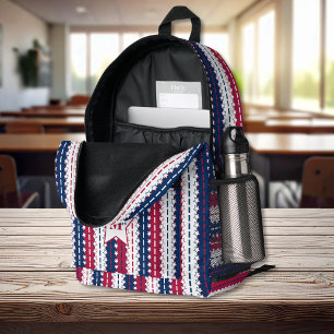 Sac À Dos Imprimé Patriotique - Étoiles et rayures - Bleu Rouge Blan