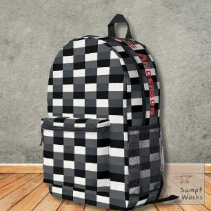 Sac À Dos Imprimé Patteries monochromes de Gray, Grey, Black and Whi
