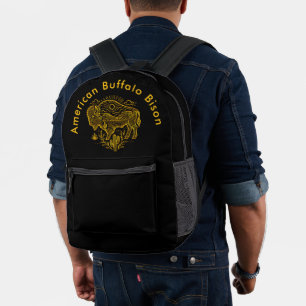 Sac À Dos Imprimé Pâturage De Buffle D'Or Sous Le Soleil Près Des Mo