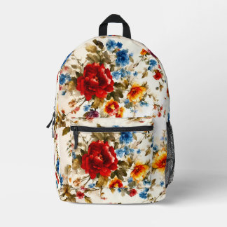 Sac À Dos Imprimé Peint Е légant & Délicat Fleurs d'été colorées