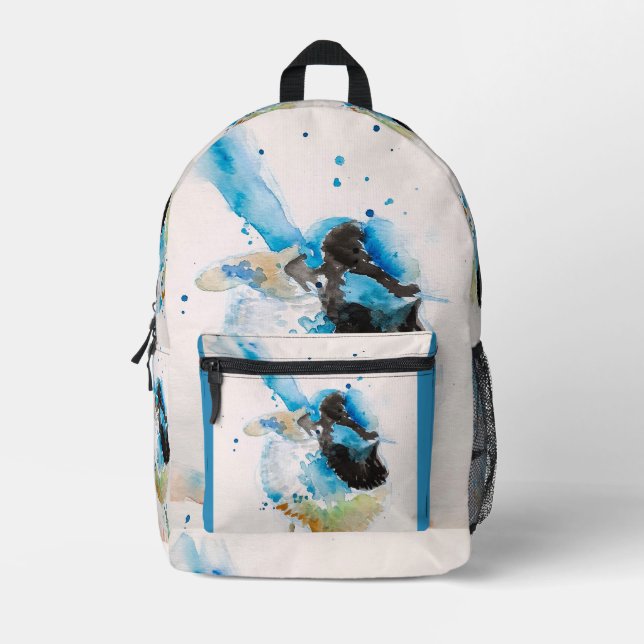 Sac À Dos Imprimé Peinture aquarelle de Wren bleu Oiseaux australien (Recto)