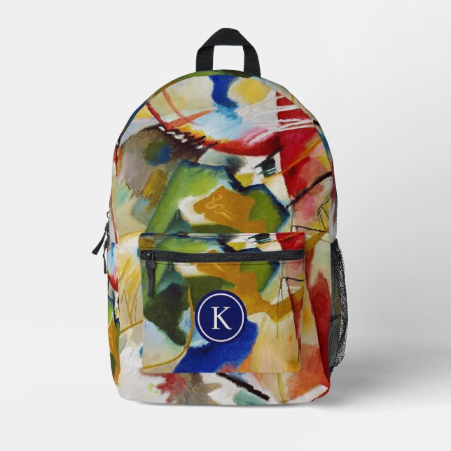 Sac À Dos Imprimé Peinture avec Centre Vert par Wassily Kandinsky (Recto)
