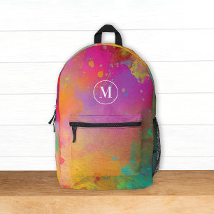 Sac À Dos Imprimé Peinture d'artiste coloré moderne Monomgramme d'aq