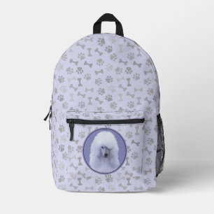 Sac À Dos Imprimé Peinture de Caniche Standard Blanc - Art de Chien