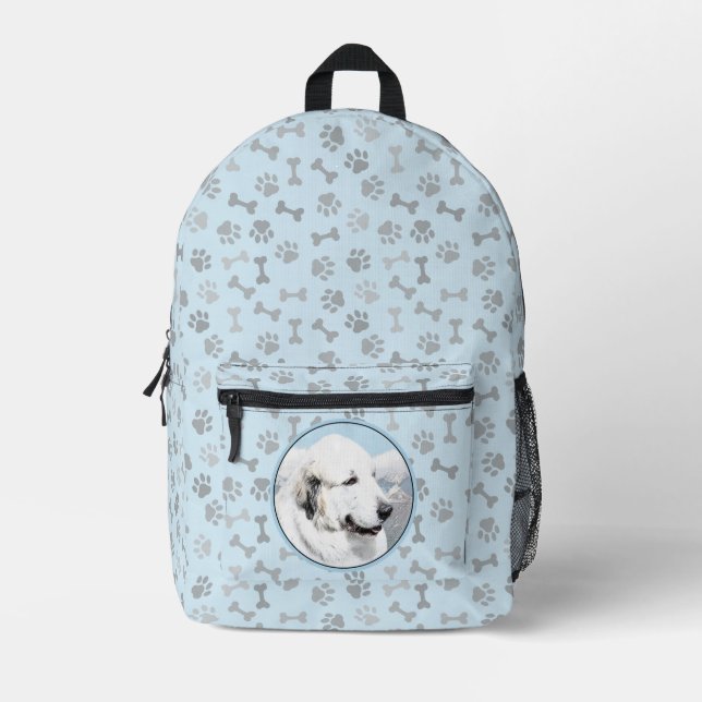 Sac À Dos Imprimé Peinture des Pyrénées - Art original du chien (Recto)