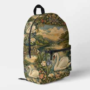 Sac À Dos Imprimé Peinture élégante vintage aquarelle cygne blanc