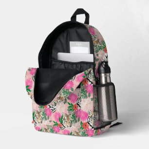 Sac À Dos Imprimé Peinture florale de tigre rose blanc joli